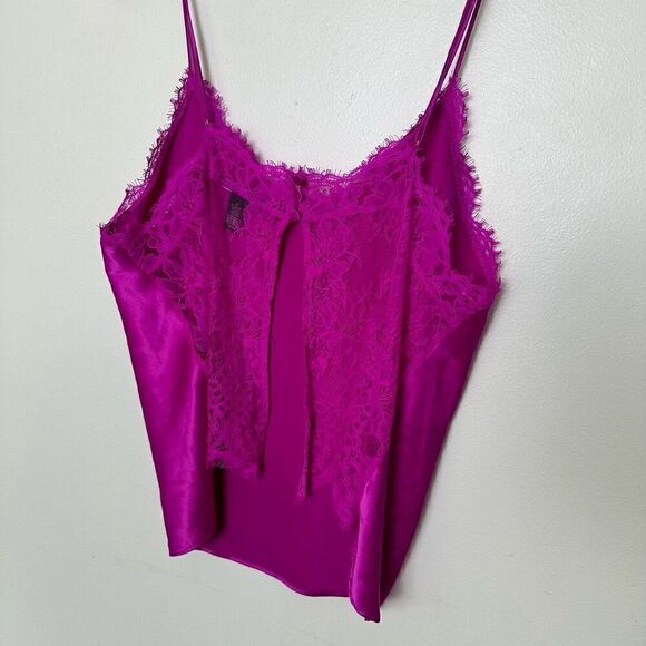 Victoria Secret Women’s Very Fuchsia Stretch Satin Open Lace Back Cami Short Paj - Picture 6 of 15